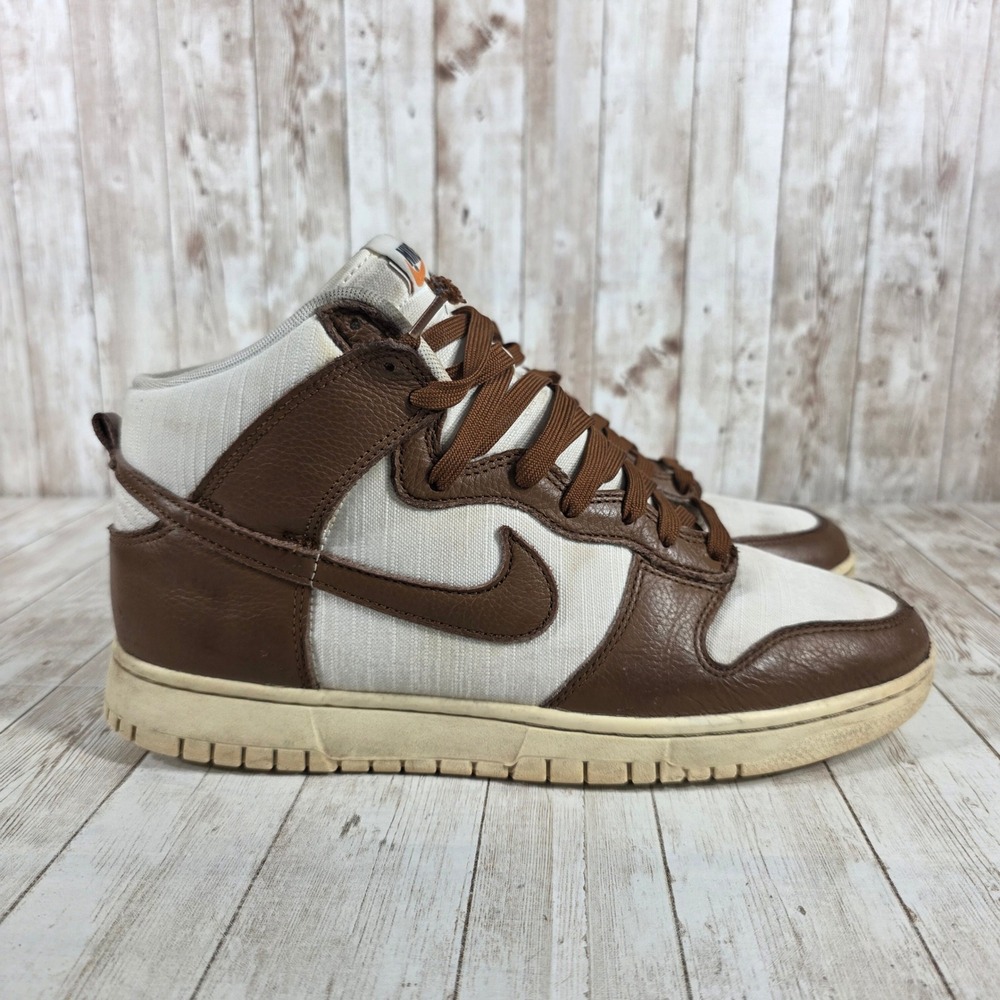 Nike Dunk High Fall 2022 Brown White Canvas Leather Retro Sneakers Mens